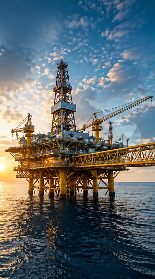 Plataforma offshore ao pôr do sol